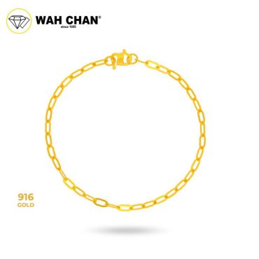 WAH CHAN 916 Gold Bracelet - Rantai Tangan Mini Paperclip OSB1362