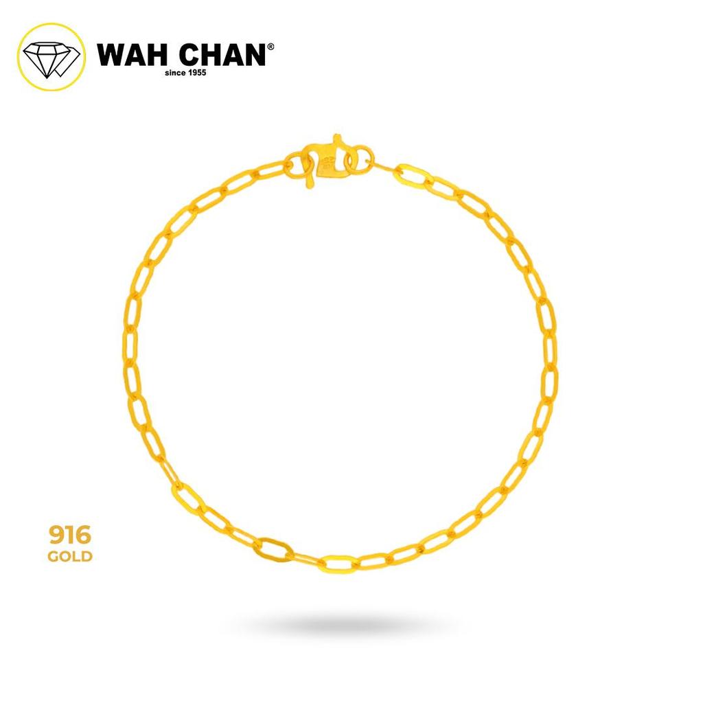 WAH CHAN 916 Gold Bracelet - Rantai Tangan Mini Paperclip OSB1362