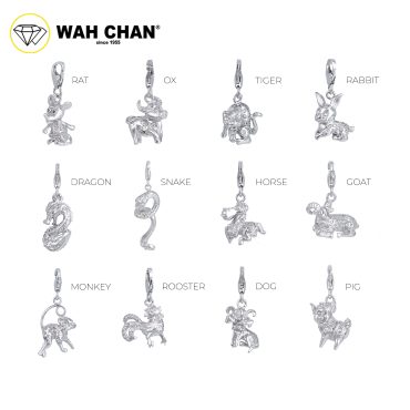WAH CHAN S925 Sterling Silver 12 Chinese Zodiac Sign Animals Charm Pendant Collection