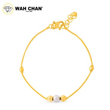 WAH CHAN 916 Gold Bracelet - Gelang Double Mesin White Gold Plated Boba OSB1304