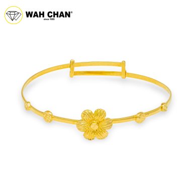WAH CHAN 916 Gold Baby Bangle - Flower Bangle OSG1016