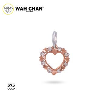 WAH CHAN 9K Rose Gold & White Gold Diamond Pendant (PLK02159-A01)