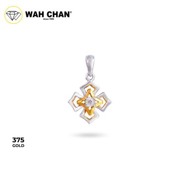 WAH CHAN 9K White Gold & Yellow Gold Diamond Pendant (PLK02171-A01)