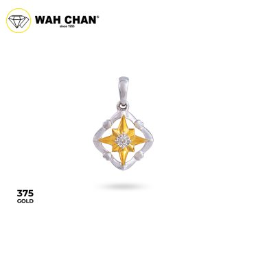 WAH CHAN 9K White Gold & Yellow Gold Diamond Pendant (PLK02172-A01)