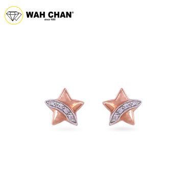 WAH CHAN 9K Rose Gold Diamond Earrings ELK00811-A01