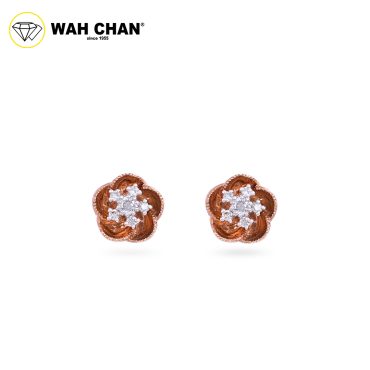 WAH CHAN 9K White Gold & Rose Gold Diamond Earrings ELK00820-A01