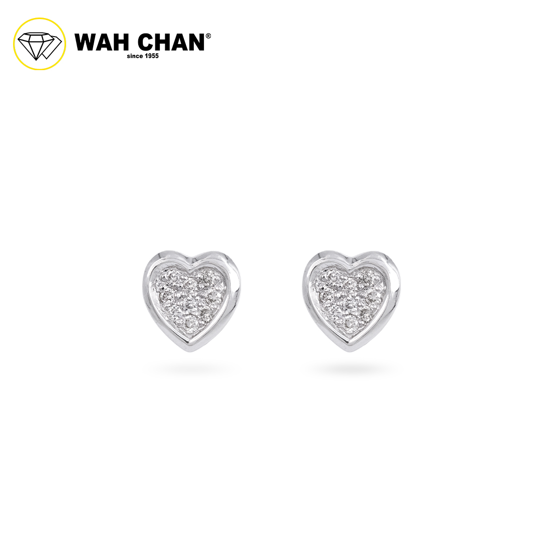WAH CHAN 9K White Gold Diamond Earrings ELK00702-A01