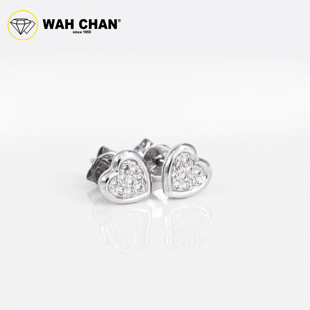WAH CHAN 9K White Gold Diamond Earrings ELK00702-A01 - Image 2