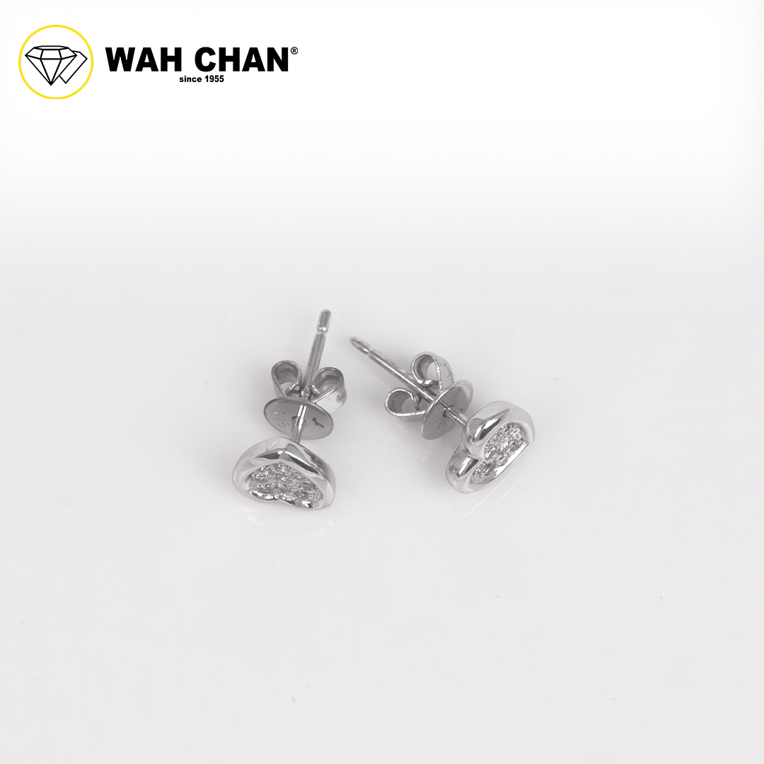 WAH CHAN 9K White Gold Diamond Earrings ELK00702-A01 - Image 3