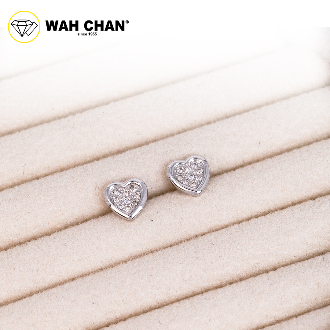 WAH CHAN 9K White Gold Diamond Earrings ELK00702-A01 - Image 4