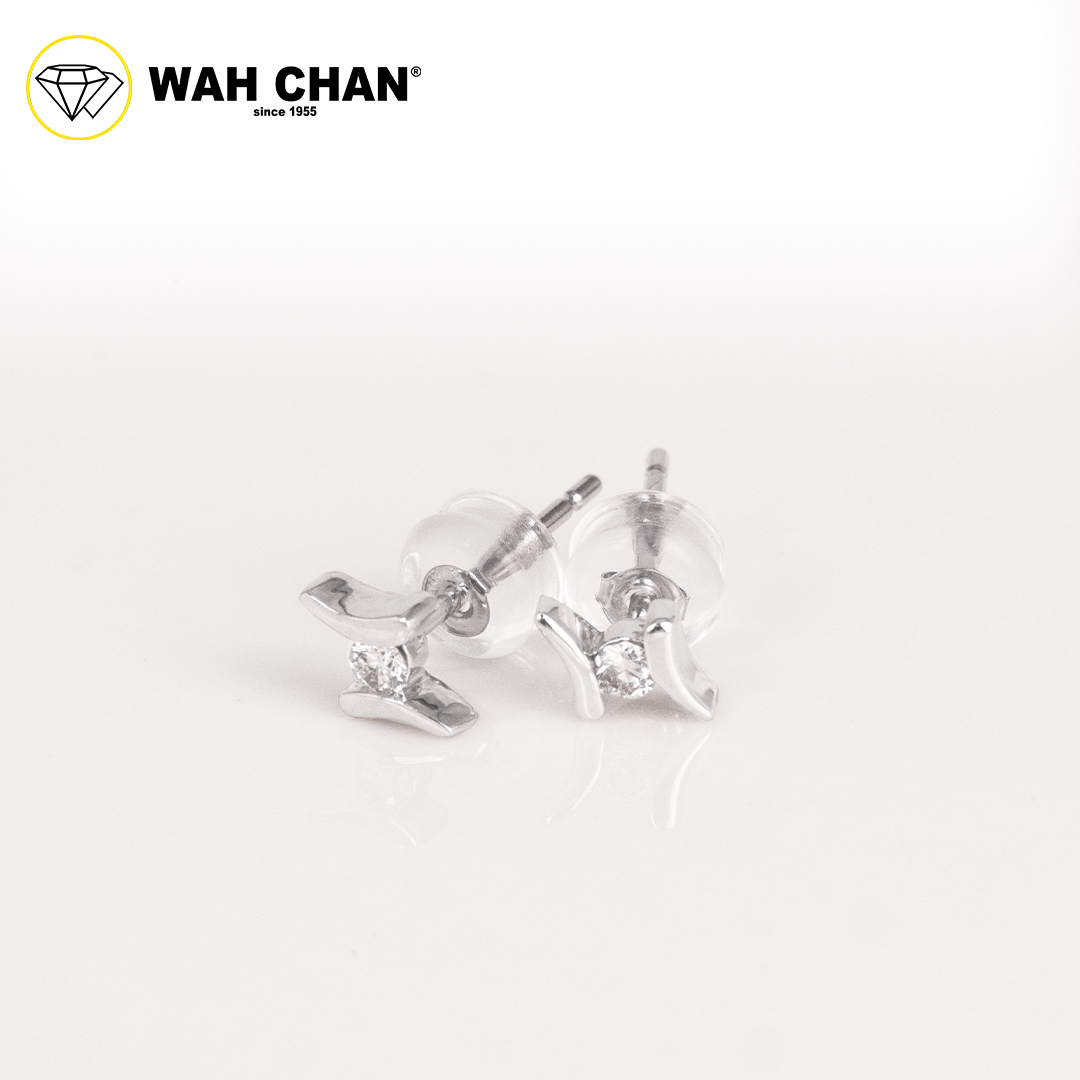 WAH CHAN 9K White Gold Diamond Earrings E3K00371-B01 - Image 2