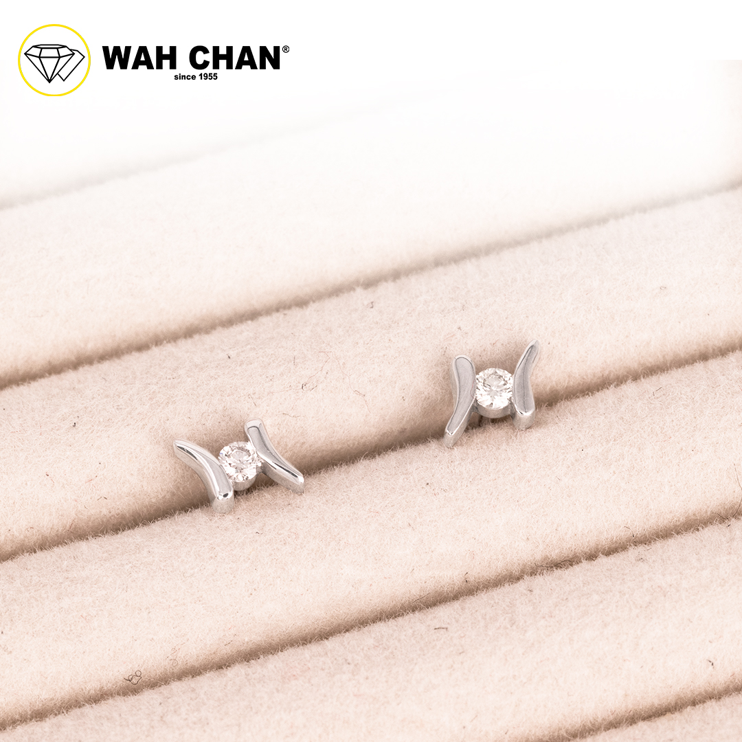 WAH CHAN 9K White Gold Diamond Earrings E3K00371-B01 - Image 4