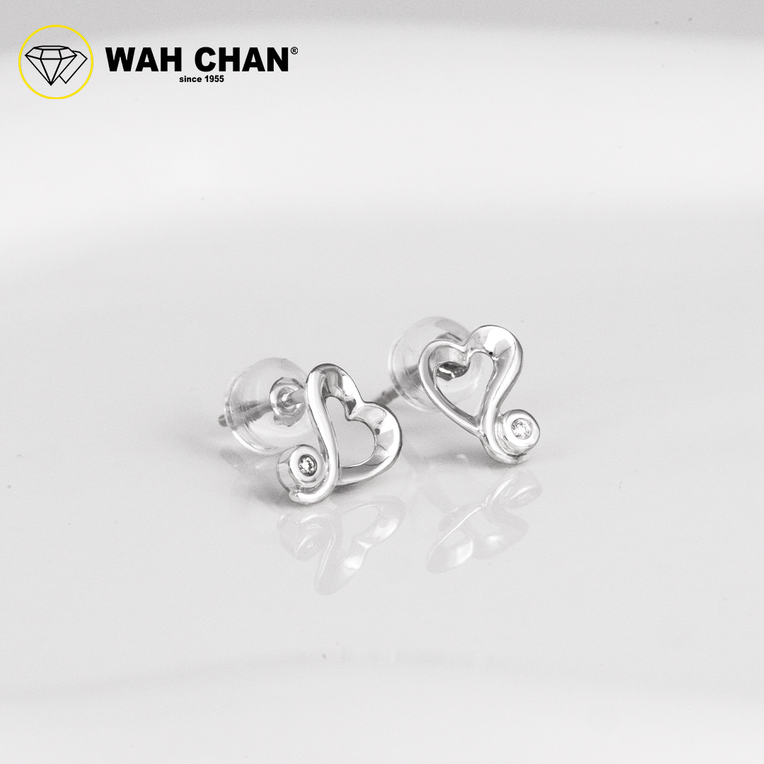 WAH CHAN 9K White Gold Diamond Earrings E3K00419-B01 - Image 2