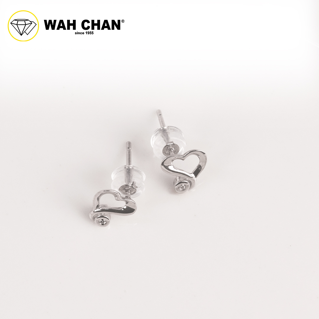 WAH CHAN 9K White Gold Diamond Earrings E3K00419-B01 - Image 3