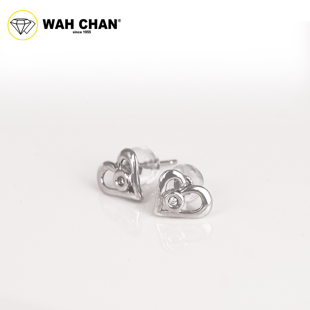 WAH CHAN 9K White Gold Diamond Earrings E3K00428-B01 - Image 2