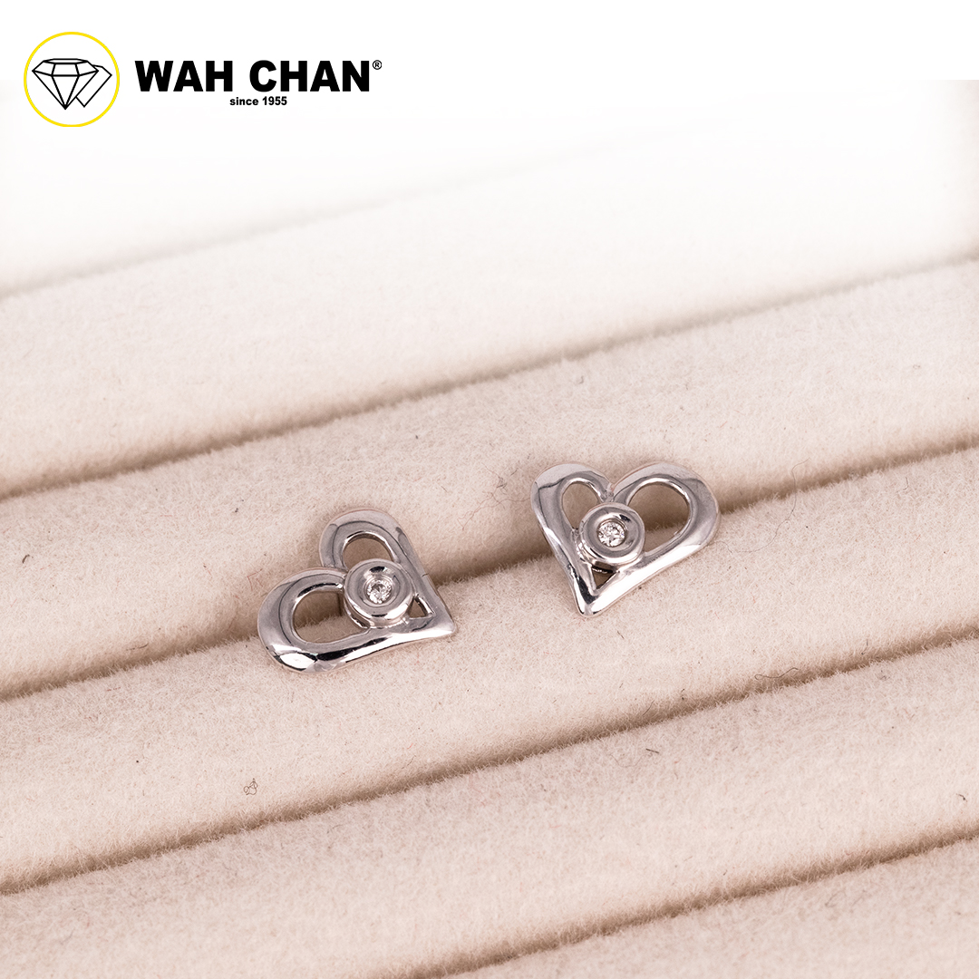 WAH CHAN 9K White Gold Diamond Earrings E3K00428-B01 - Image 3