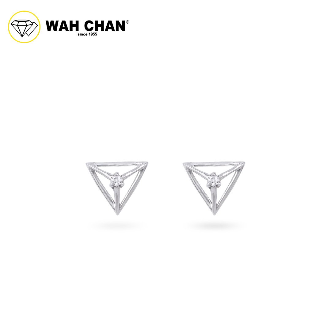 WAH CHAN 9K White Gold Diamond Earrings E3K00527-B01