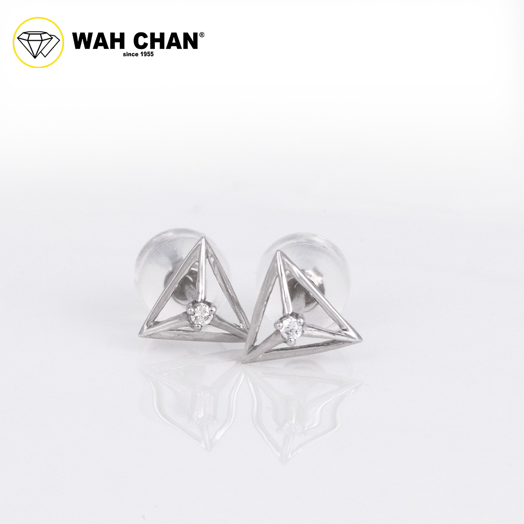 WAH CHAN 9K White Gold Diamond Earrings E3K00527-B01 - Image 2