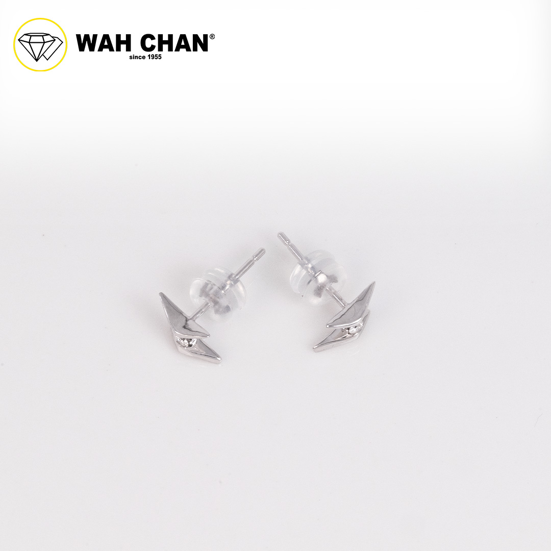 WAH CHAN 9K White Gold Diamond Earrings E3K00514-B01 - Image 3