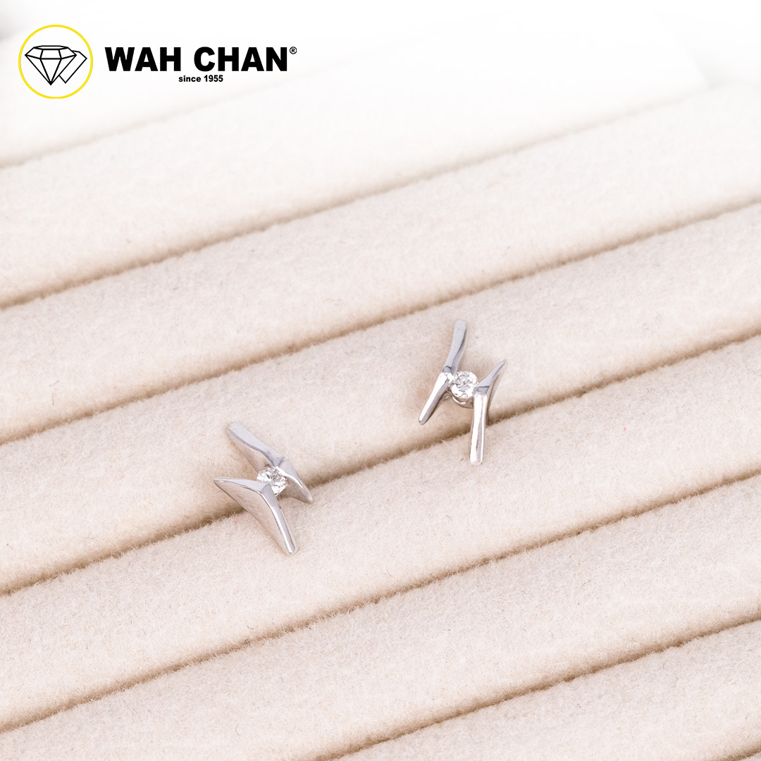 WAH CHAN 9K White Gold Diamond Earrings E3K00514-B01 - Image 4