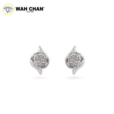 WAH CHAN 9K White Gold Diamond Earrings ELK00695-B01