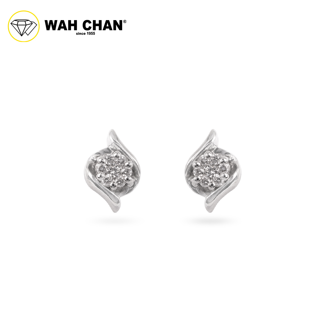 WAH CHAN 9K White Gold Diamond Earrings ELK00695-B01