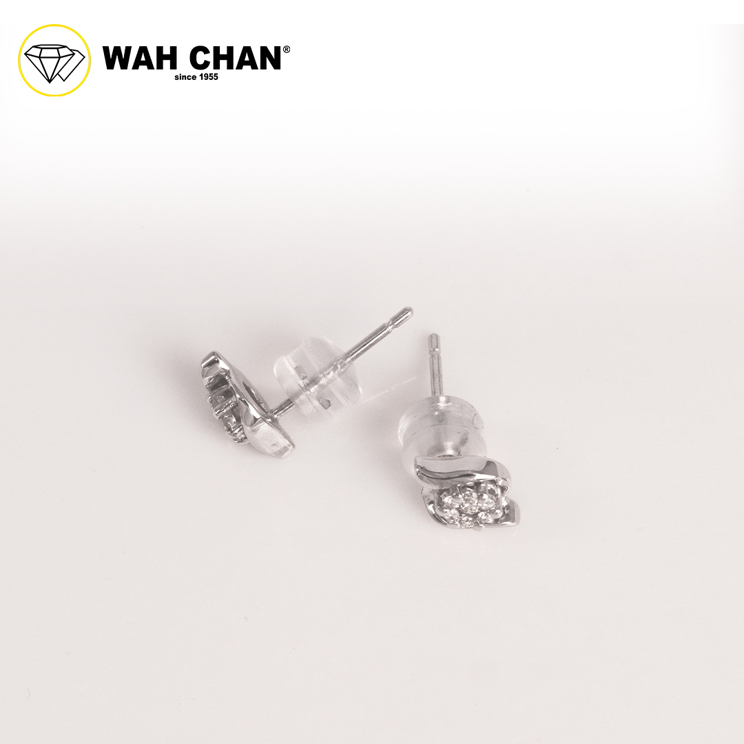 WAH CHAN 9K White Gold Diamond Earrings ELK00695-B01 - Image 3