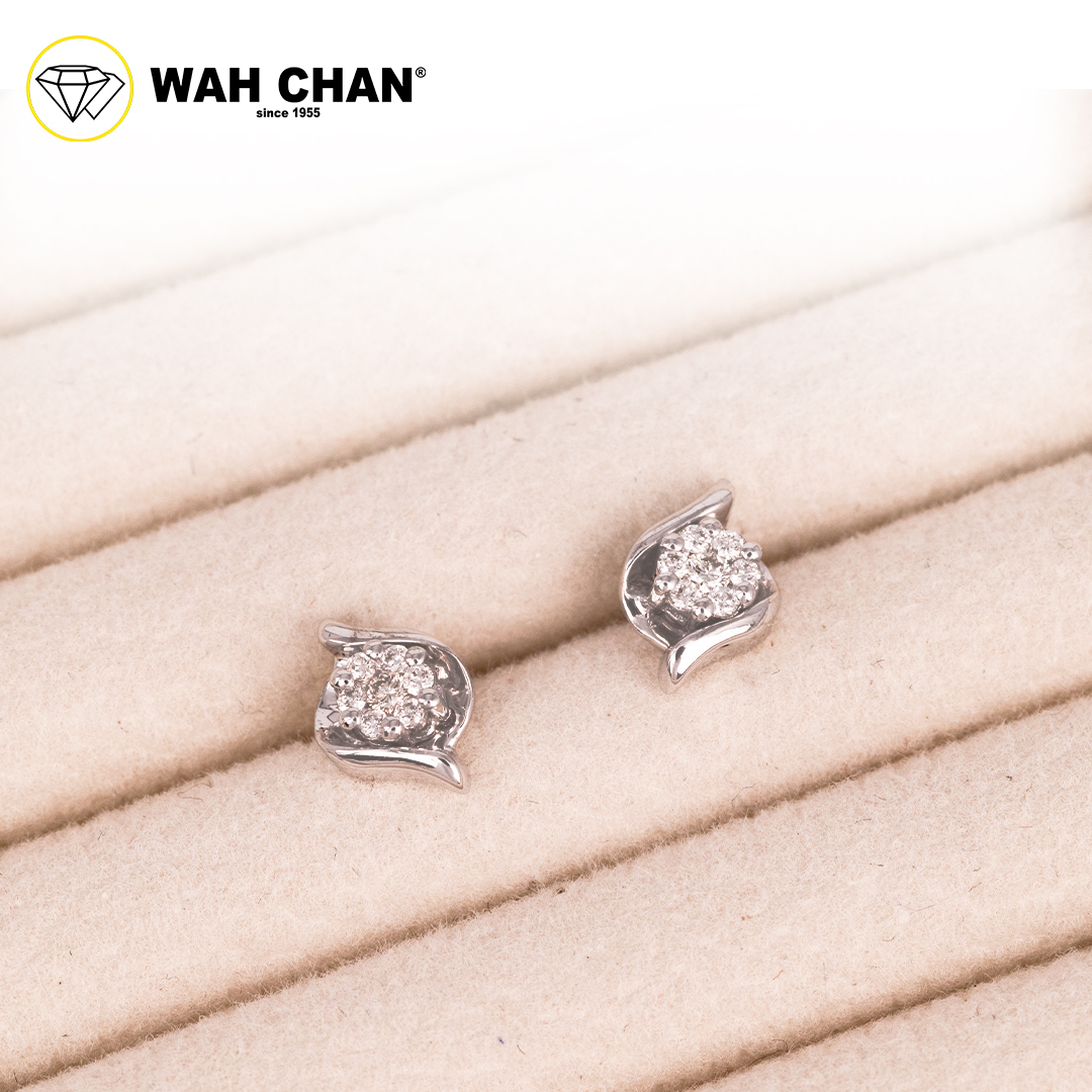 WAH CHAN 9K White Gold Diamond Earrings ELK00695-B01 - Image 4
