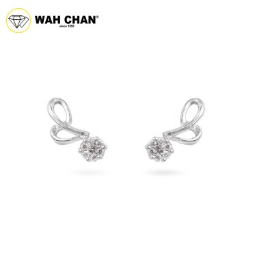 WAH CHAN 9K White Gold Diamond Earrings ELK00696-A01