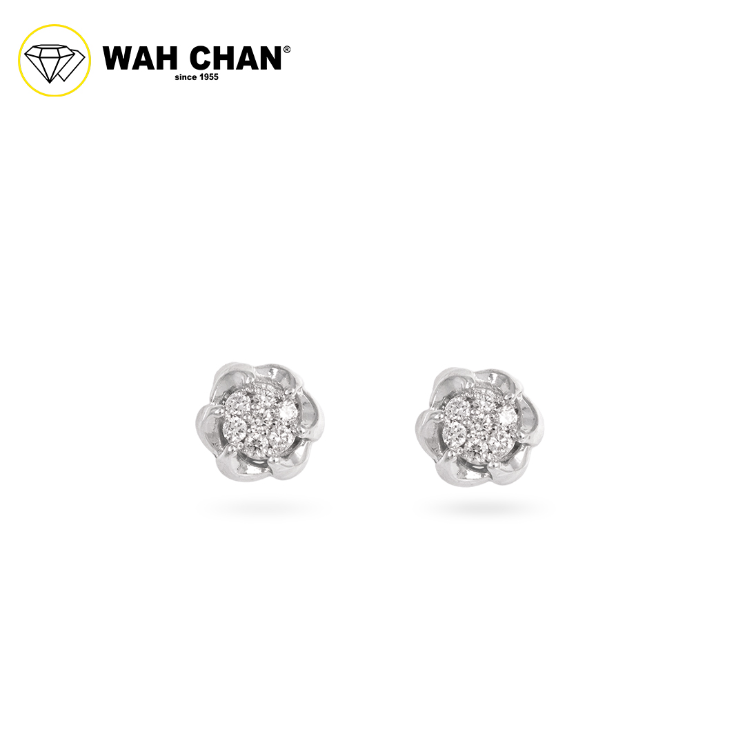 WAH CHAN 9K White Gold Diamond Earrings ELK00715-A01
