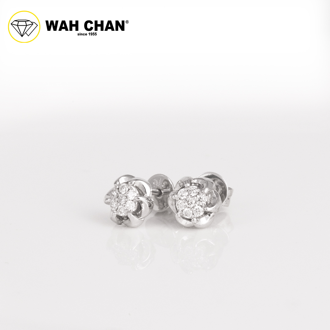 WAH CHAN 9K White Gold Diamond Earrings ELK00715-A01 - Image 2