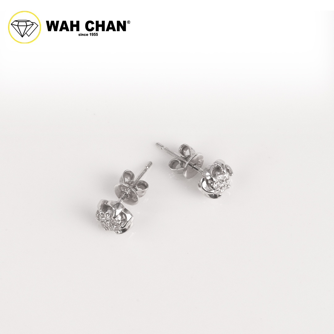 WAH CHAN 9K White Gold Diamond Earrings ELK00715-A01 - Image 3