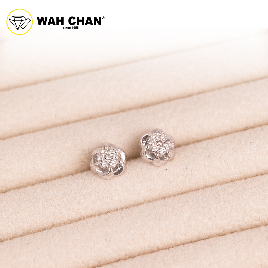 WAH CHAN 9K White Gold Diamond Earrings ELK00715-A01 - Image 4