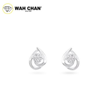 WAH CHAN 9K White Gold Diamond Earrings ELK00733-A01