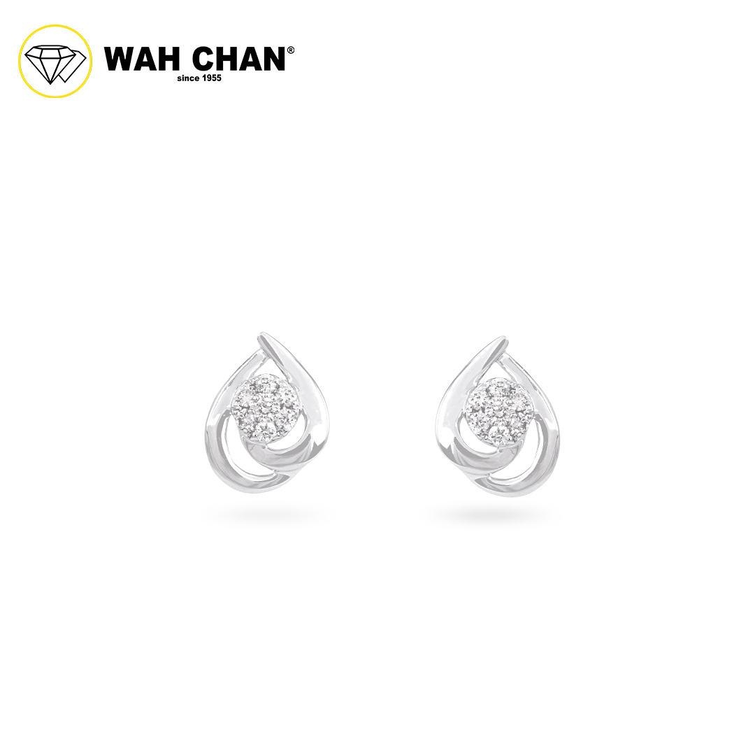 WAH CHAN 9K White Gold Diamond Earrings ELK00733-A01