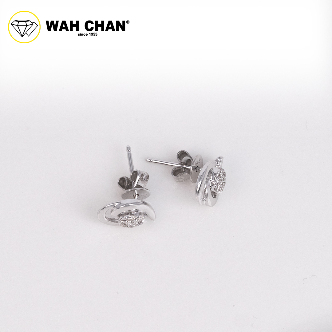 WAH CHAN 9K White Gold Diamond Earrings ELK00733-A01 - Image 3