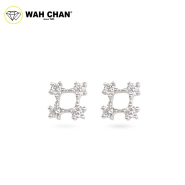 WAH CHAN 9K White Gold Diamond Earrings ELK00920-A01