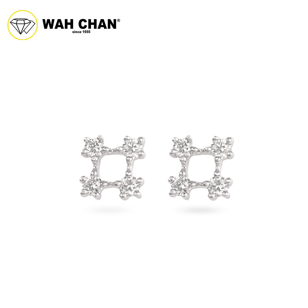 WAH CHAN 9K White Gold Diamond Earrings ELK00920-A01