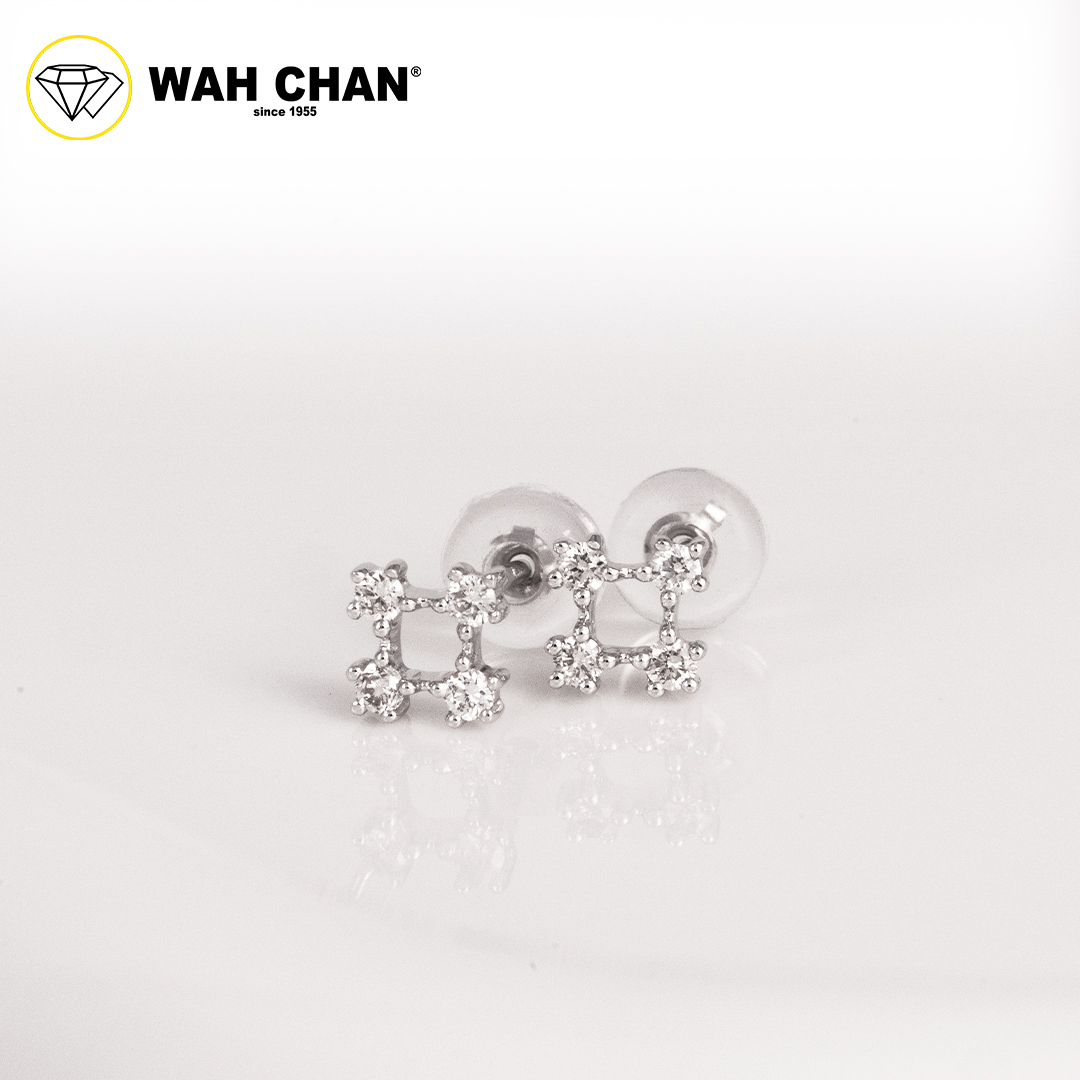 WAH CHAN 9K White Gold Diamond Earrings ELK00920-A01 - Image 2