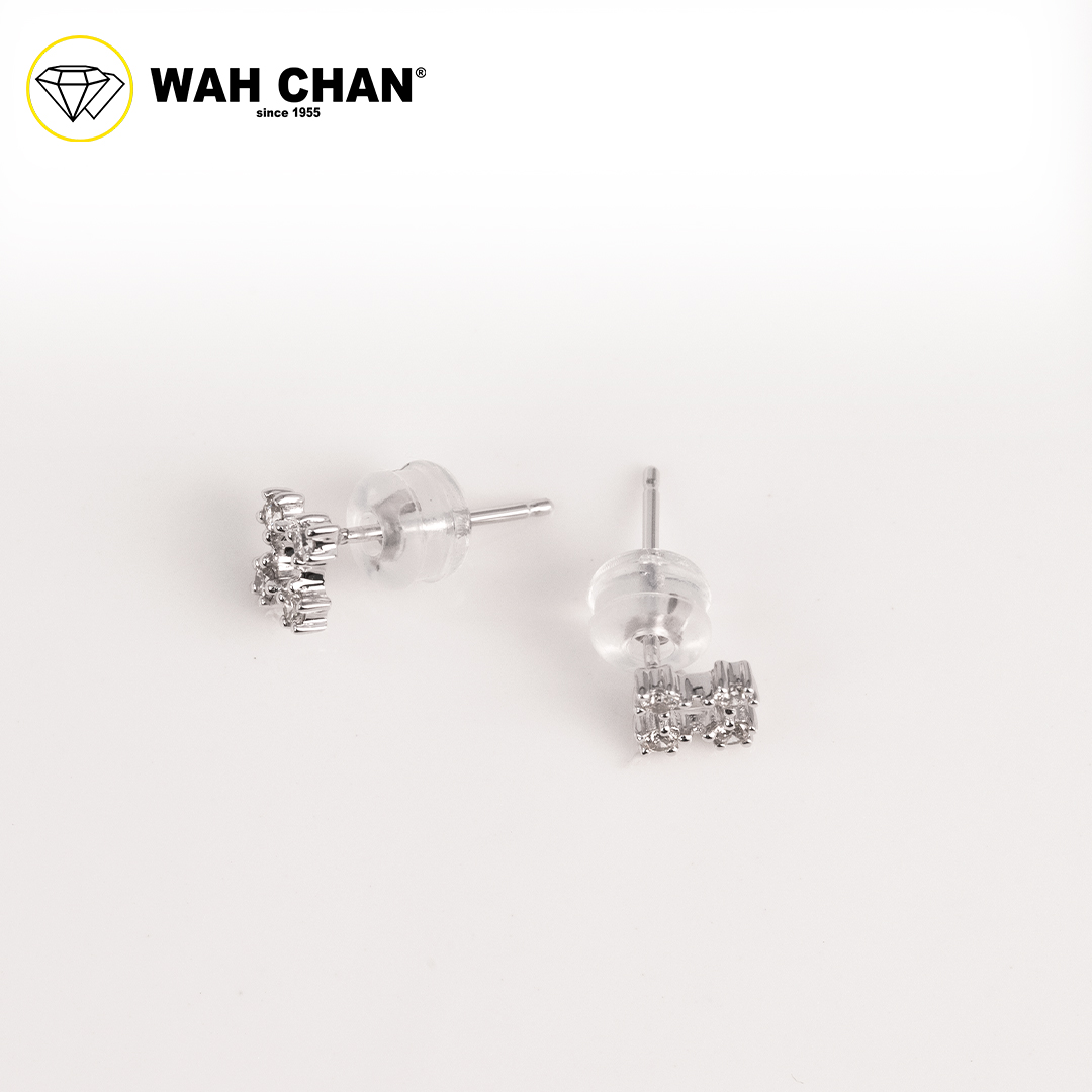 WAH CHAN 9K White Gold Diamond Earrings ELK00920-A01 - Image 3