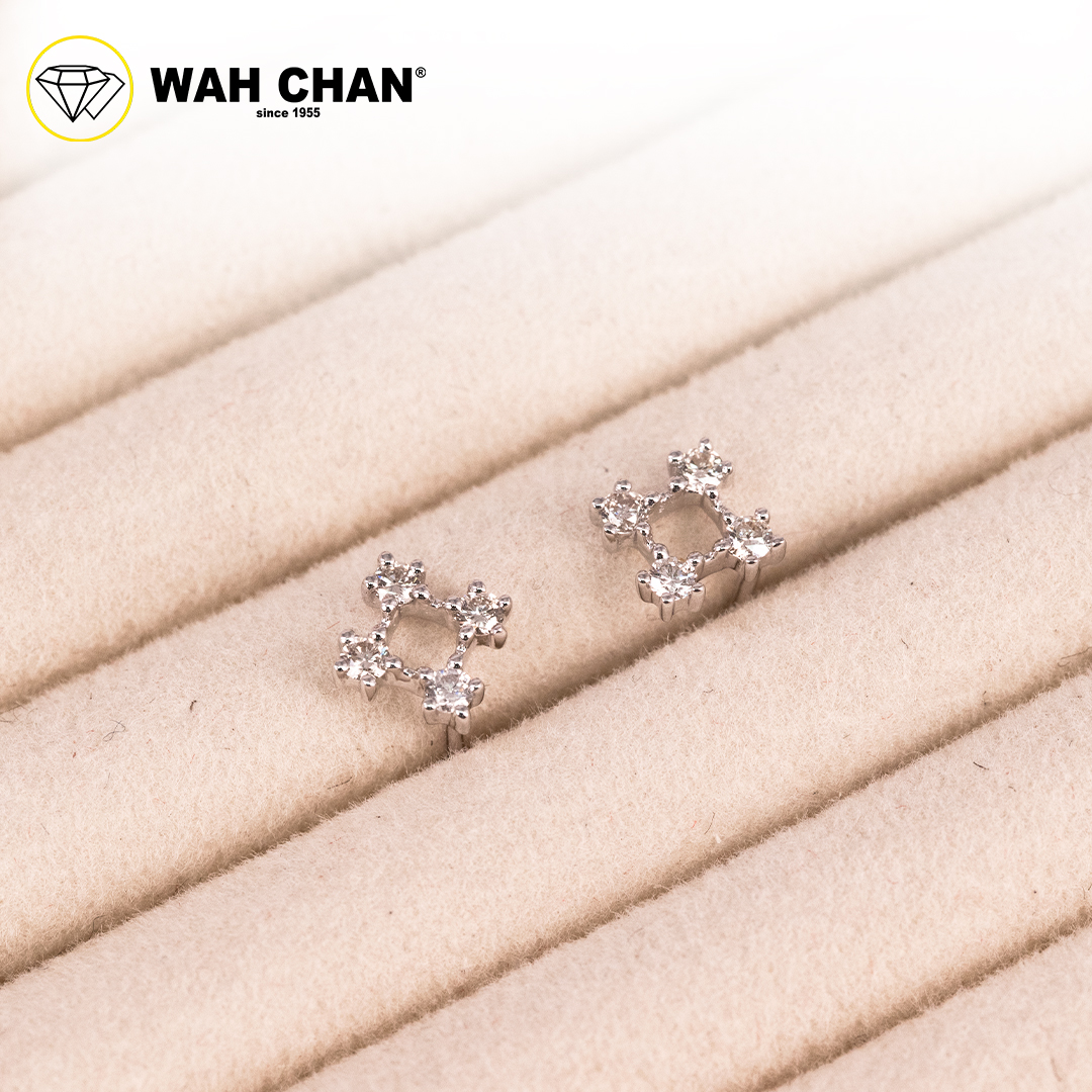 WAH CHAN 9K White Gold Diamond Earrings ELK00920-A01 - Image 4