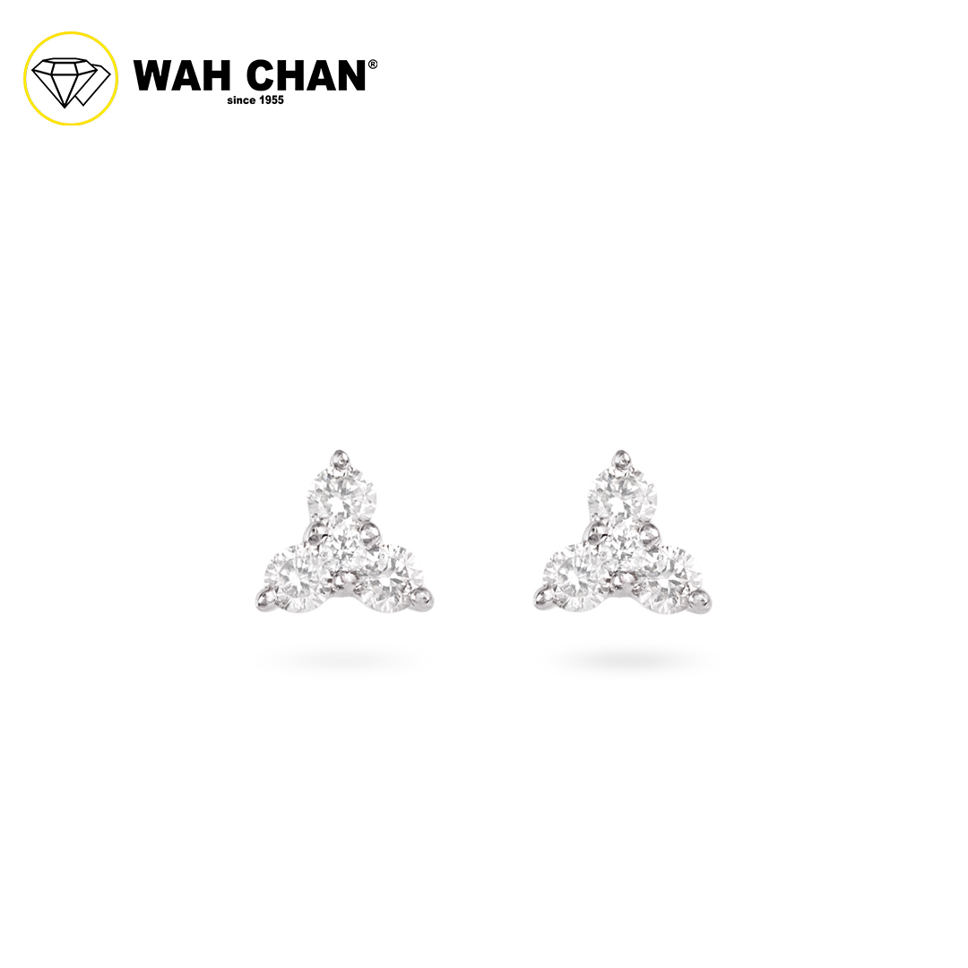 WAH CHAN 9K White Gold Diamond Earrings ELK00921-A01