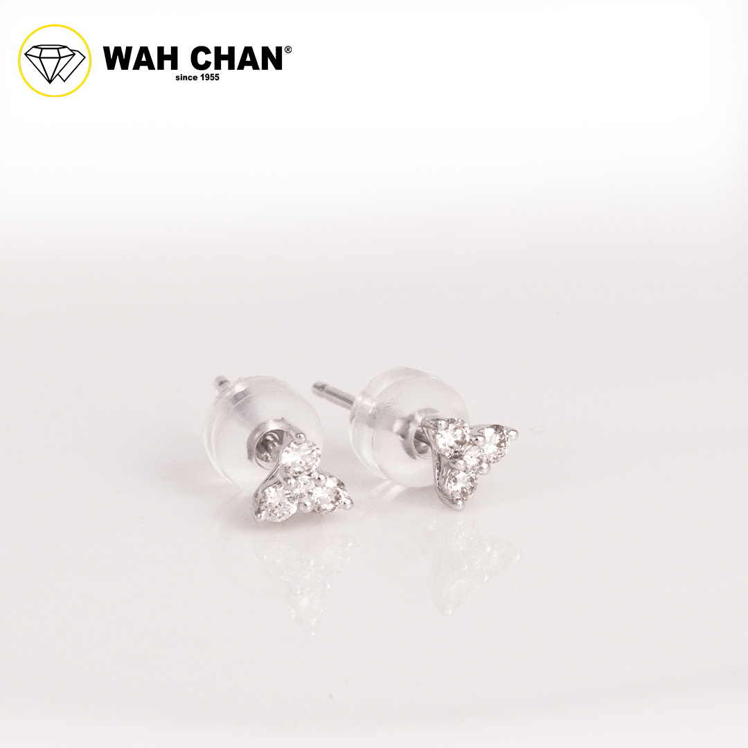 WAH CHAN 9K White Gold Diamond Earrings ELK00921-A01 - Image 2