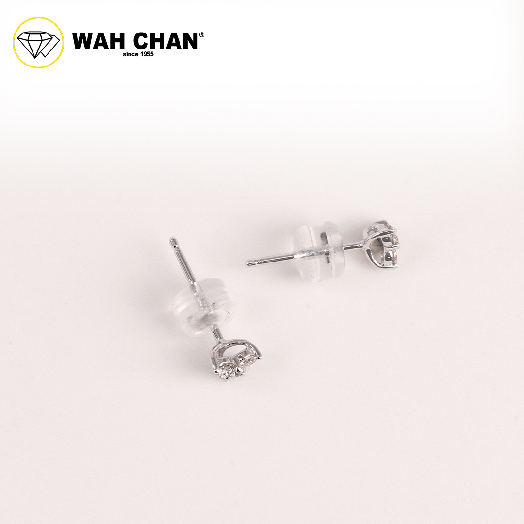 WAH CHAN 9K White Gold Diamond Earrings ELK00921-A01 - Image 3