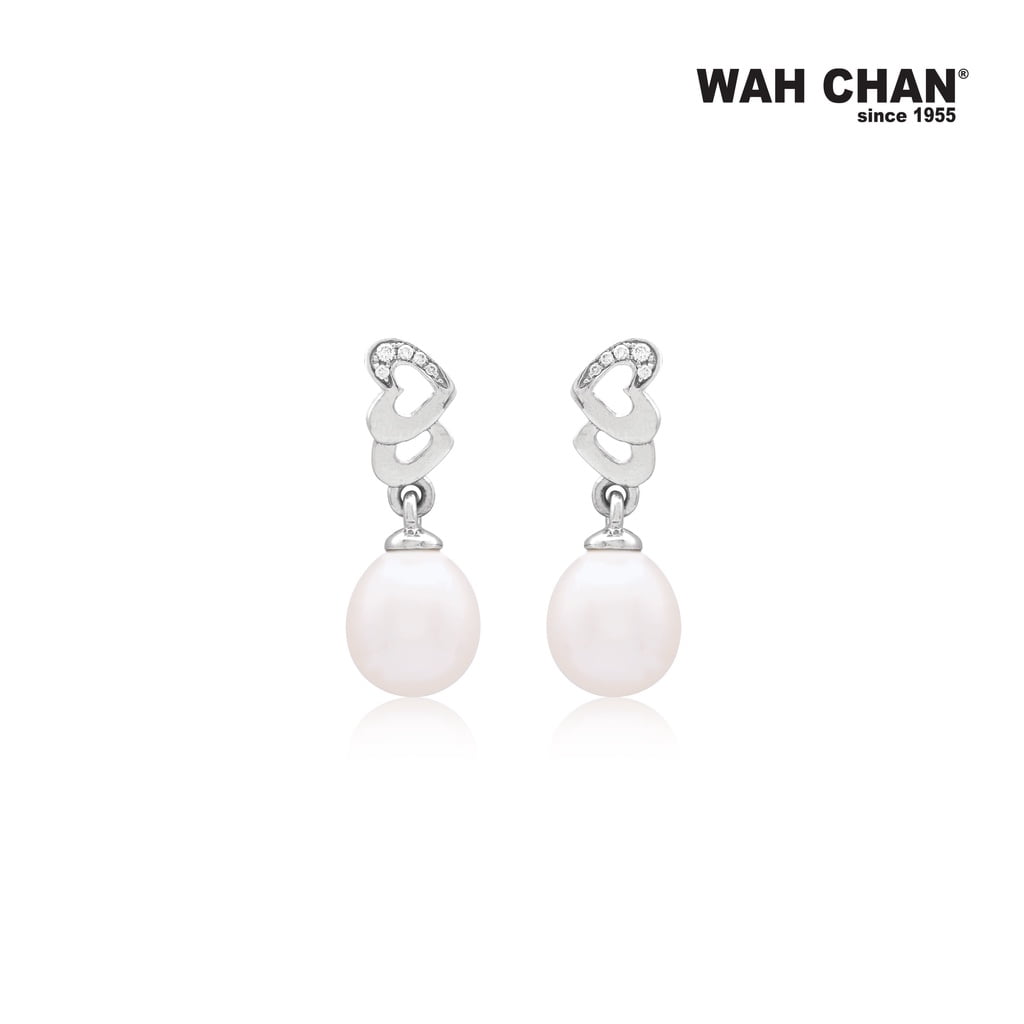 Pearl White Gold Diamond Earrings – Wah Chan